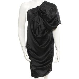 Stella McCartney Black Silk One-Shoulder Dress S | US4